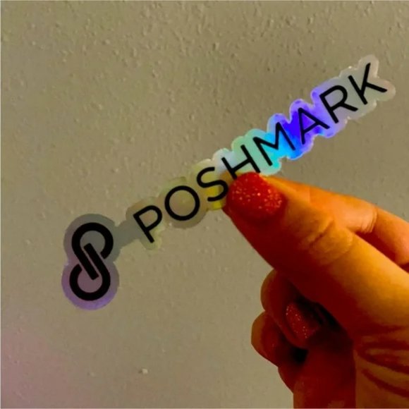 POSHMARK Sticker Holographic Metallic Silver Rainbow Shimmer Unicorn Poshmark - Picture 2 of 2